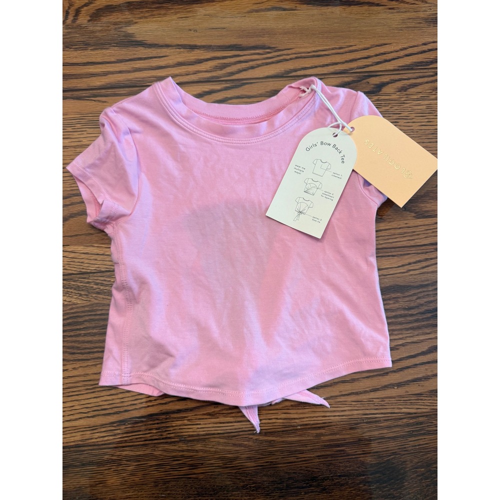 Blogilates Bow Back Tee Girls XS 4/5 Light Pink Multi-Way Activewear Top